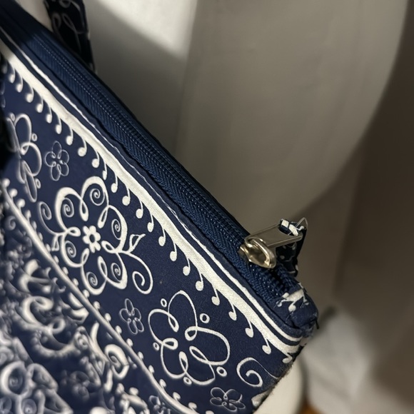 Cotton Cloth Tote-Blue/White-EUC-ZipTop - Picture 3 of 16